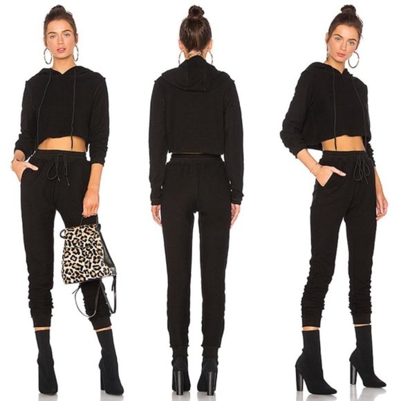 Danielle Guizio Sweatpants Black Small Inside Out - Picture 1 of 3